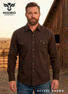 Rodeo Men's Western Solid Cotton Twill Snap Shirt - Brown