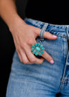 Adjustable Turquoise Flower Cluster Ring