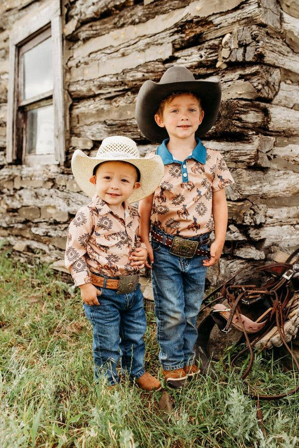 Aztec Bucking Horse  Pearl Snap Onesie