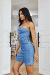 Bandeau Short Jumpsuit Denim - Broken horn