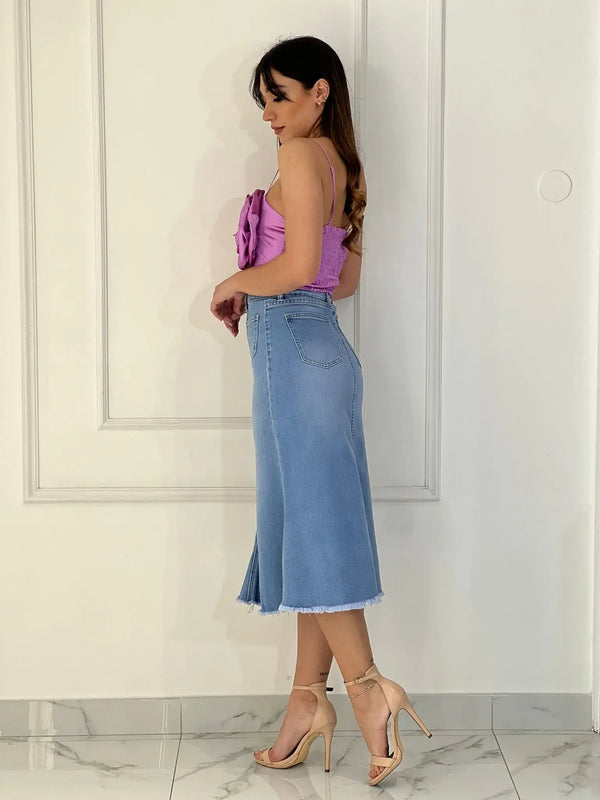 Fishtail Midi Skirt - Light blue - Broken horn