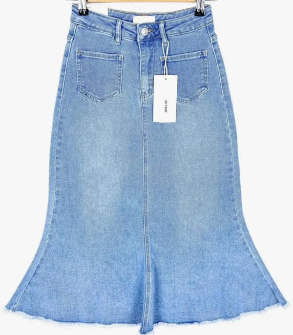 Fishtail Midi Skirt - Light blue - Broken horn