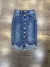 Midi Skirt W/Front Button - Broken horn