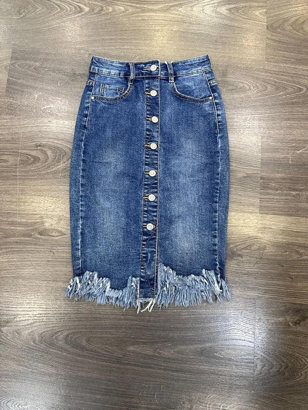 Midi Skirt W/Front Button - Broken horn