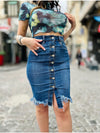 Midi Skirt W/Front Button - Broken horn