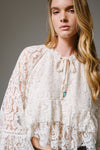 Lace Bell Sleeve Ruffle Blouse