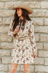 Lucky & Bless Plus Size Cream Western Puff Sleeve Embroidered Bow Dress - Broken horn