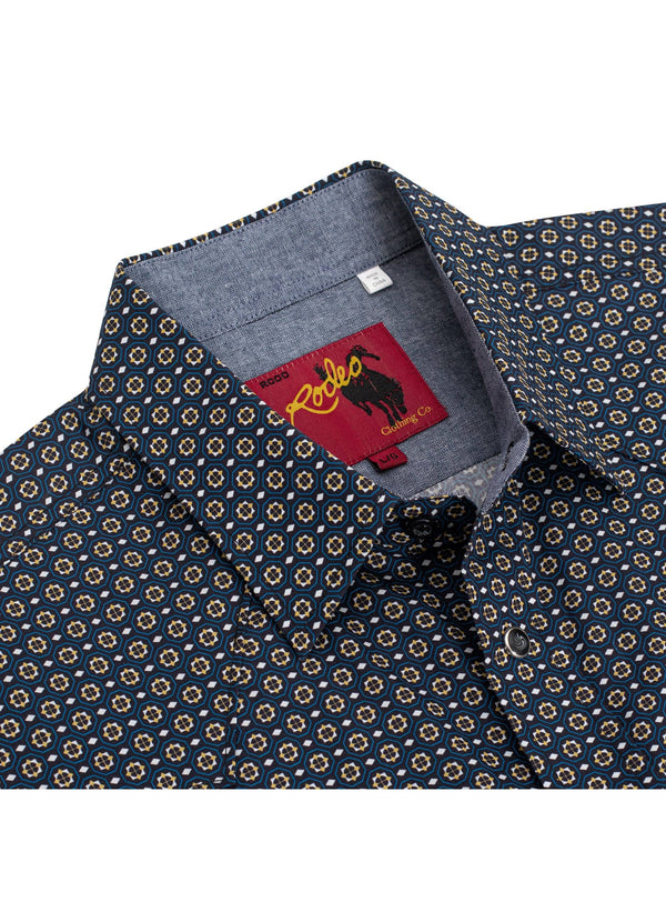 Rodeo Men's Western Pearl Snap Print Shirt