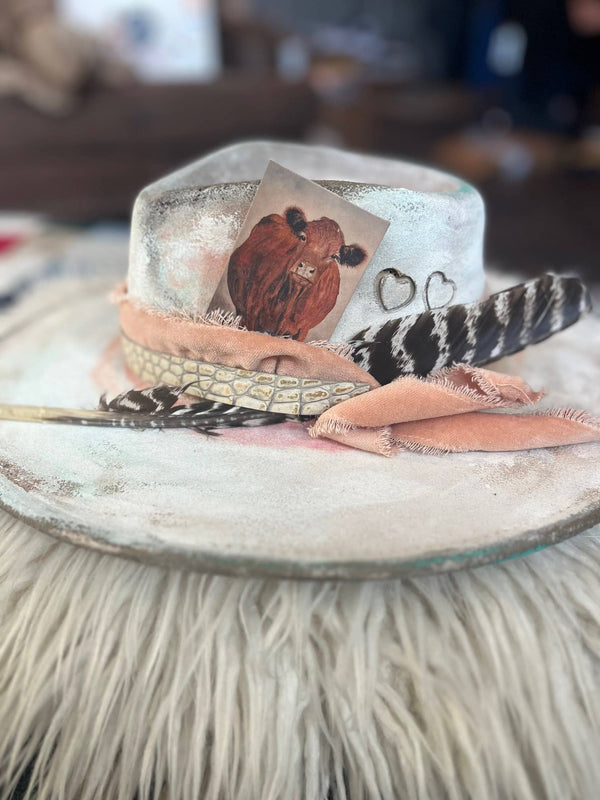 Leather Hat Card - Brandy - Broken horn