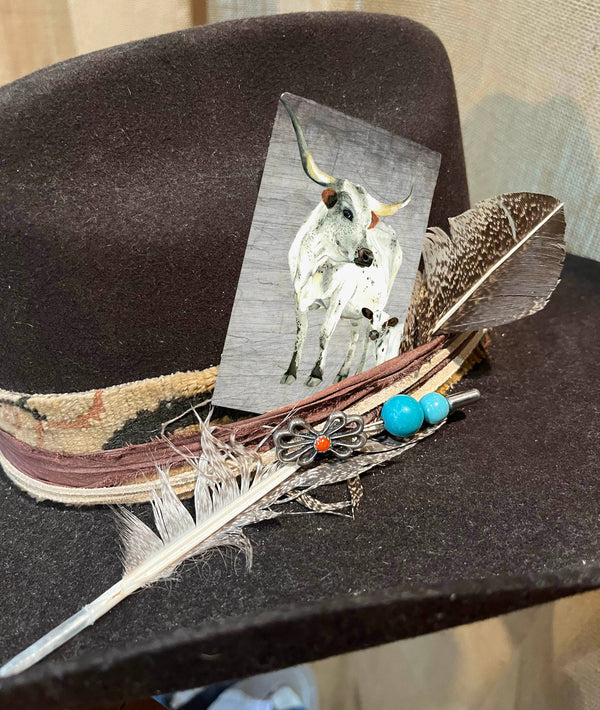 Leather Hat Card - Vanilla Bean - Broken horn
