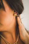Gold Plated Burnished Horse Head Stud Earring