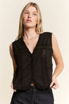 Suede Vest with Lace Trim