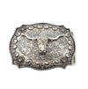 Buckle: Western Antique Silver Long Horn Design Belt Buckle