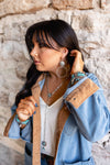 Silver Dangle Hoop on Fishhook with Concho Accent