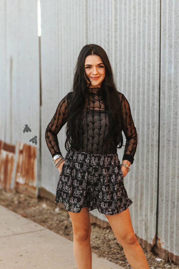 Lariat Lace Long Sleeve -Midnight