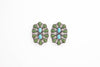 Turquoise and Green Oval Cluster Post Earring