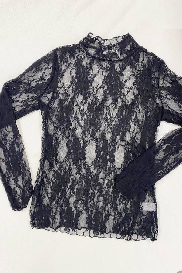Mesh Floral Print Top