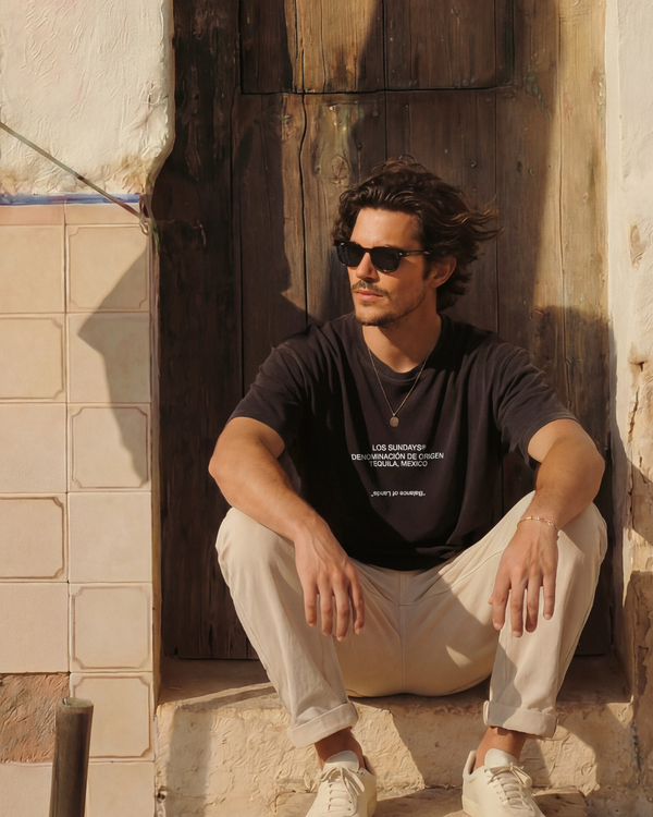 Los Sundays Tequlia The Balance Tee - Vintage Black / White - Broken horn