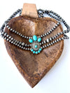 3 Layered Navajo Pearl Turquoise Stone Pendant Necklace
