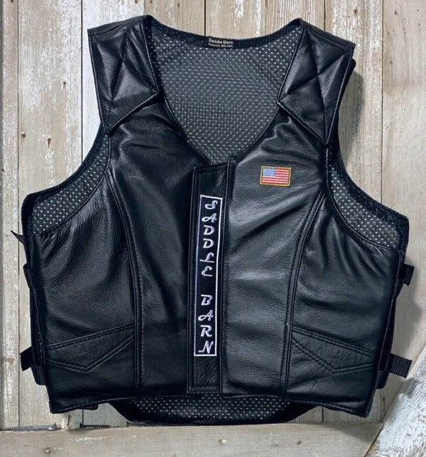 Rough Stock Pro Rodeo Protective Leather Vest - Broken horn