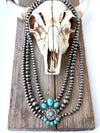 3 Layered Navajo Pearl Turquoise Stone Pendant Necklace