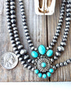 3 Layered Navajo Pearl Turquoise Stone Pendant Necklace