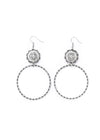 Silver Dangle Hoop on Fishhook with Concho Accent