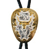 Western Express Long Horn on German Silver Bolo Tie - Broken horn