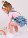 Baby Girls Light Wash Flutter Overall Romper