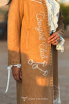 Lucky & Blessed Camel Stretch Suede Western Contrast Stitching Coat - Broken horn