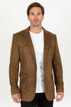 Platini Men's Double Button Faux-Suede Blazer - Brown - Broken horn