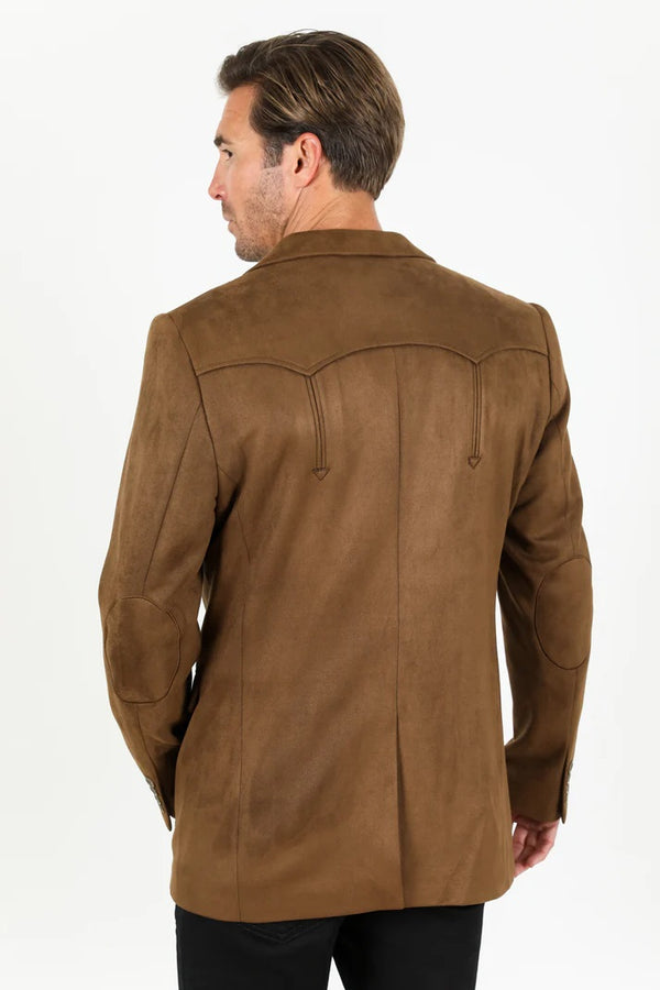 Platini Men's Double Button Faux-Suede Blazer - Brown - Broken horn