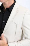 Platini Men's Double Button Western Beige Blazer - Broken horn