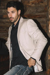 Platini Men's Double Button Western Beige Blazer - Broken horn