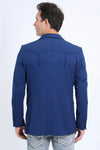 Platini Men's Double Button Western Blue Blazer - Broken horn