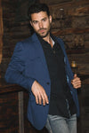 Platini Men's Double Button Western Blue Blazer - Broken horn
