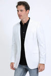 Platini Men's Double Button Western White Blazer - Broken horn