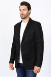 Platini Men's Solid Suede Blazer - Black - Broken horn