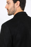 Platini Men's Solid Suede Blazer - Black - Broken horn