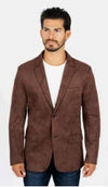 Platini Men's Solid Suede Blazer - Brown - Broken horn