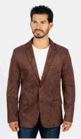 Platini Men's Solid Suede Blazer - Brown - Broken horn