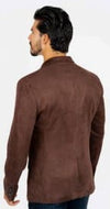 Platini Men's Solid Suede Blazer - Brown - Broken horn
