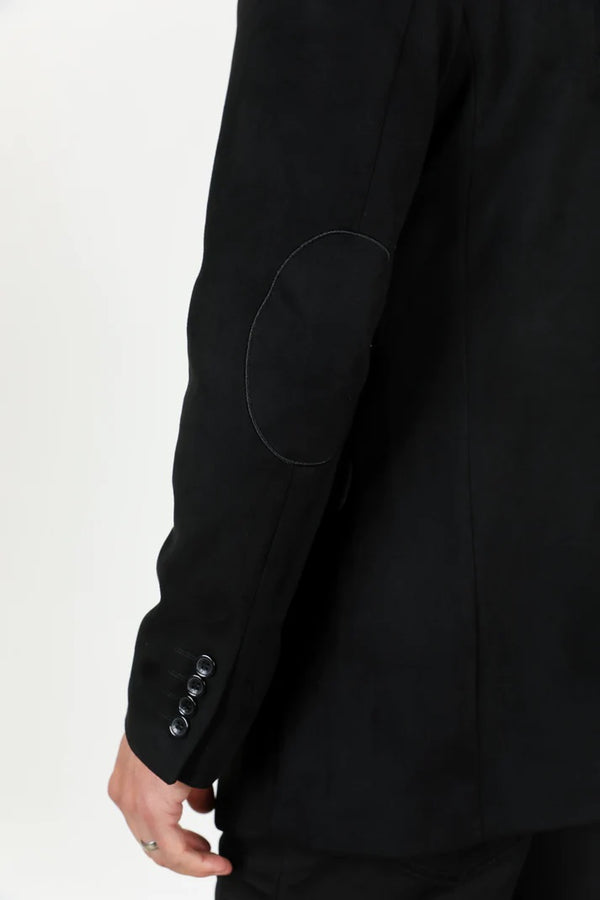 Platini Men's Double Button Faux-Suede Blazer - Black - Broken horn
