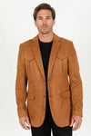 Platini Men's Double Button Faux-Suede Blazer - Camel - Broken horn