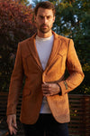 Platini Men's Double Button Faux-Suede Blazer - Camel - Broken horn