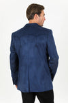 Platini Men's Solid Suede Blazer - Navy - Broken horn