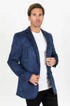 Platini Men's Solid Suede Blazer - Navy - Broken horn