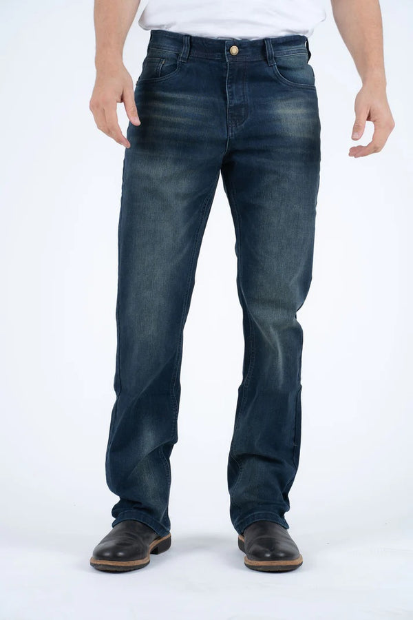 Holt Men's Mid Blue Boot Cut Jeans - Broken horn