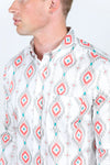 Platini Men Aztec Cotton Shirt - White - Broken horn