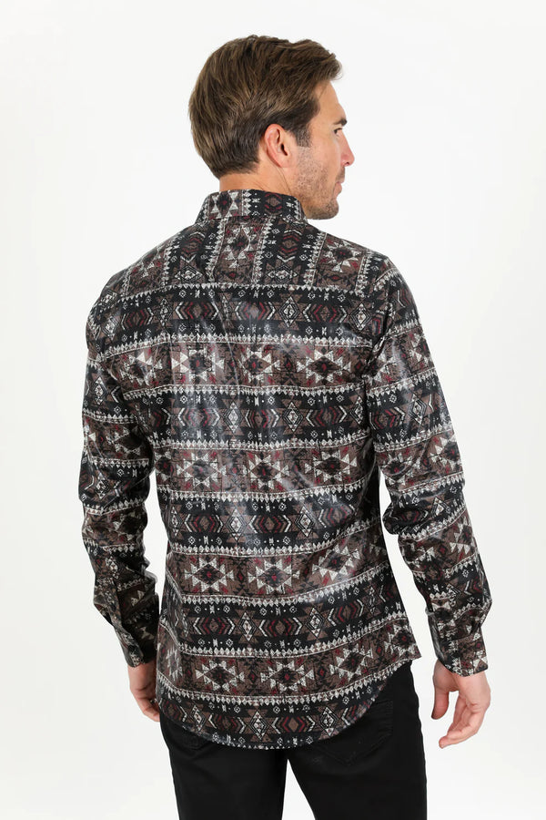 Platini Men Aztec Foiled Shirt - Broken horn